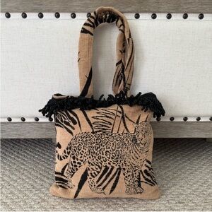 Leopard Corduroy Small Tote Bag